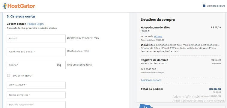 finalizando compra