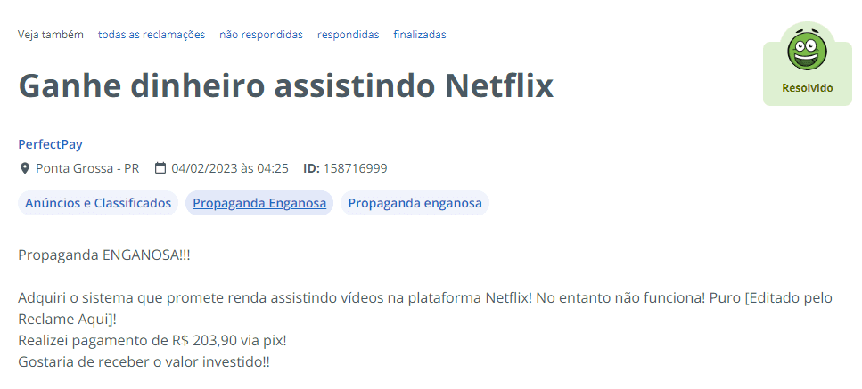 ganhar dinheiro assistindo netflix reclame aqui